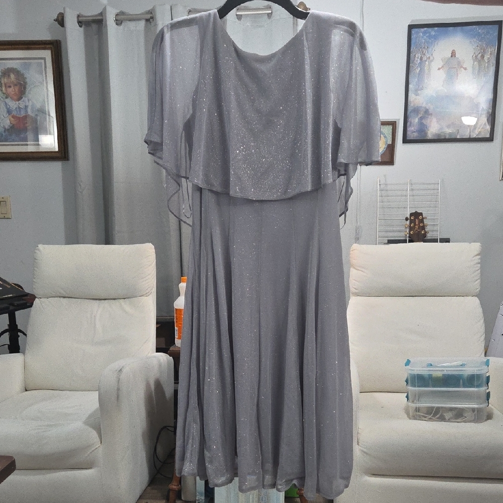 Shimmering Silver Women's Midi Dress